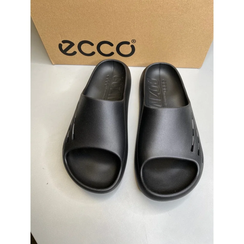 Ecco Cozmo E Black Slide Sandals Mens 1-1.5 Womens 4 EU 35